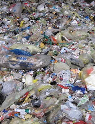 Post-consumer plastic bag opening